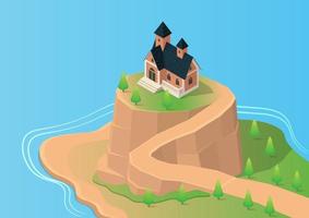 Isometric house on a hill vector