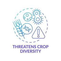 Threatens crop diversity blue gradient concept icon. Cross pollination. Disadvantages of gmo abstract idea thin line illustration. Isolated outline drawing. Myriad Pro-Bold fonts used vector