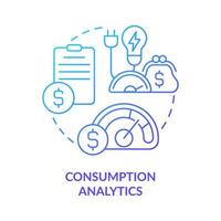 Consumption analytics blue gradient concept icon. Possibilities of smart grid system abstract idea thin line illustration. Isolated outline drawing. Roboto-Medium, Myriad Pro-Bold fonts used vector