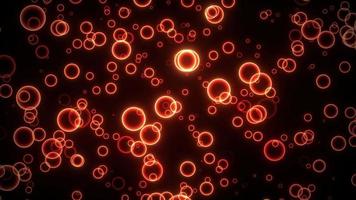 Beautiful floating moving neon glowing red bubbles video