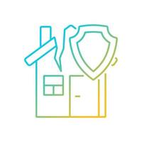Earthquake home insurance gradient linear vector icon. Protection from disaster. Nature caused property damage coverage. Thin line color symbol. Modern style pictogram. Vector isolated outline drawing