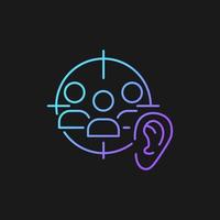 Active listening gradient vector icon for dark theme. Developing empathy. Show understanding in digital age. Thin line color symbol. Modern style pictogram. Vector isolated outline drawing