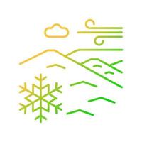 Cold desert gradient linear vector icon. Polar desert. Snow and ice covered large plain area. Low temperature region. Thin line color symbol. Modern style pictogram. Vector isolated outline drawing