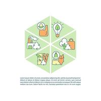 iconos de línea de concepto de reciclaje de residuos con texto. plantilla de vector de página ppt con espacio de copia. folleto, revista, elemento de diseño de boletín. ilustraciones lineales de productos reciclados en blanco