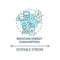 Reducing energy consumption concept icon. Common initiative abstract idea thin line illustration. Using energy efficient products. Vector isolated outline color drawing. Editable stroke