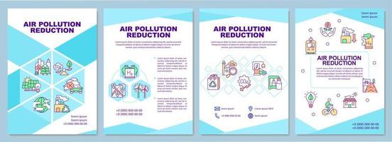 Air pollution reduction brochure template. Renewable energy sources. Flyer, booklet, leaflet print, cover design with linear icons. Vector layouts for presentation, annual reports, advertisement pages