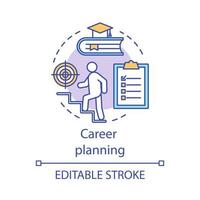 Career planning concept icon. Professional growth idea thin line illustration. Goal achievement. Education, internship program. Career ladder movement. Vector isolated outline drawing. Editable stroke