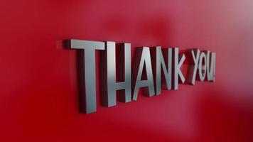 3D chrome text word flying of THANK YOU video