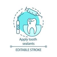 aplicar el icono del concepto de selladores dentales. Sellado de fisuras y fosas. revestimiento para dientes. tratamiento para la prevención de caries idea ilustración de línea delgada. dibujo de contorno aislado vectorial. trazo editable vector