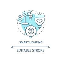 Smart lighting turquoise concept icon. Smart home device abstract idea thin line illustration. Energy conservation. Isolated outline drawing. Editable stroke. Arial, Myriad Pro-Bold fonts used vector