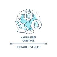 Hands-free control turquoise concept icon. Voice command device for elderly abstract idea thin line illustration. Isolated outline drawing. Editable stroke. Arial, Myriad Pro-Bold fonts used vector