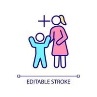 Child under parental control RGB color icon. Family friendly environment. Parental supervision. Isolated vector illustration. Simple filled line drawing. Editable stroke. Arial font used