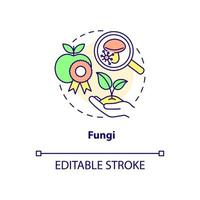 Fungi concept icon. Agricultural microbiology abstract idea thin line illustration. Microscopic cells in soil. Isolated outline drawing. Editable stroke. Roboto-Medium, Myriad Pro-Bold fonts used