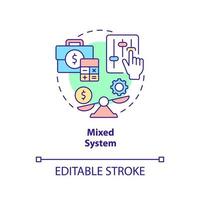 Mixed system concept icon. Public and private sectors. Economic systems types abstract idea thin line illustration. Isolated outline drawing. Editable stroke. Arial, Myriad Pro-Bold fonts used vector