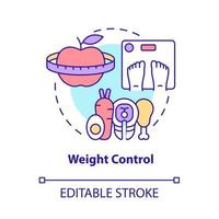 Weight control concept icon. Risk of arthritis reduction abstract idea thin line illustration. Healthy food and diet. Losing weight. Vector isolated outline color drawing. Editable stroke