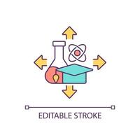 Science popularization RGB color icon. Education spread. Scientific knowledge transfer. Disseminate academic data. Isolated vector illustration. Simple filled line drawing. Editable stroke