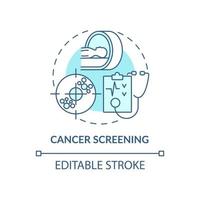 Cancer screening blue concept icon. Annual medical checkup abstract idea thin line illustration. Carcinoma and tumor prevention. Clinical exam. Vector isolated outline color drawing. Editable stroke