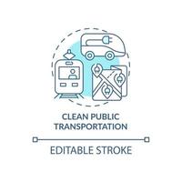 Clean public transportation concept icon. Reduce air pollution abstract idea thin line illustration. Energy conservation. Tackle climate change. Vector isolated outline color drawing. Editable stroke