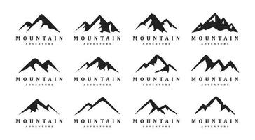 set of mountain summit icon collection, travel adventure landscape outdoor logo design. vector