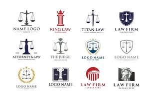 conjunto de icono de ley de abogado justicia, abogado, legal, firma, colección de diseño de logotipo de juez vector