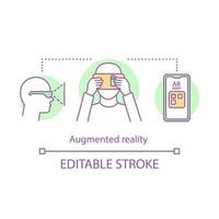 Augmented reality concept icon. Digital interactive technologies. AR apps and devices. AR equipment idea thin line illustration. Vector isolated outline drawing. Editable stroke