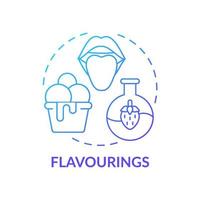 Flavourings blue gradient concept icon. Supplements of natural and synthetic origin. Food additives abstract idea thin line illustration. Isolated outline drawing. Myriad Pro-Bold fonts used vector