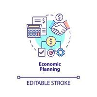 Economic planning concept icon. Governmental regulations. Mixed economy features abstract idea thin line illustration. Isolated outline drawing. Editable stroke. Arial, Myriad Pro-Bold fonts used vector