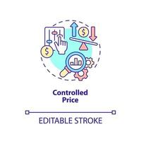 Controlled price concept icon. Price mechanism. Mixed economy features abstract idea thin line illustration. Isolated outline drawing. Editable stroke. Arial, Myriad Pro-Bold fonts used vector