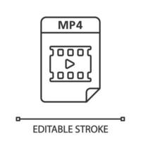 MP4 file linear icon. Multimedia file format. Video and audio document. Thin line illustration. Contour symbol. Vector isolated outline drawing. Editable stroke