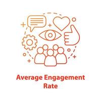 Average audience engagement rate concept icon. SMM metrics, tools. Social media measurement and analytics idea thin line illustration. Vector isolated outline drawing