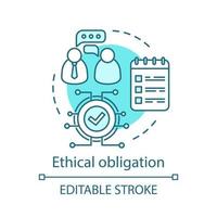 Ethical obligation concept icon. Corporate policy idea thin line illustration. Business ethics. Labor rights protection, commitment. Job contract. Vector isolated outline drawing. Editable stroke