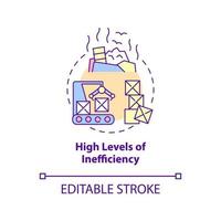 High levels of inefficiency concept icon. Centrally planned ES disadvantages abstract idea thin line illustration. Isolated outline drawing. Editable stroke. Arial, Myriad Pro-Bold fonts used vector