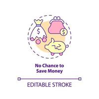 No chance to save money concept icon. Centrally planned ES disadvantages abstract idea thin line illustration. Isolated outline drawing. Editable stroke. Arial, Myriad Pro-Bold fonts used