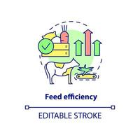 Feed efficiency concept icon. Beef production abstract idea thin line illustration. High-concentrate diet. Isolated outline drawing. Editable stroke. Roboto-Medium, Myriad Pro-Bold fonts used vector