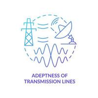 Adeptness of transmission lines blue gradient concept icon. Smart grid technology applications abstract idea thin line illustration. Isolated outline drawing. Roboto-Medium, Myriad Pro-Bold fonts used vector