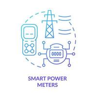 Smart power meters blue gradient concept icon. Intelligent grid system components abstract idea thin line illustration. Isolated outline drawing. Roboto-Medium, Myriad Pro-Bold fonts used vector