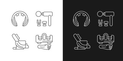 Vibrating massagers linear icons set for dark and light mode. Massage chair. Body treatment and recreation. Customizable thin line symbols. Isolated vector outline illustrations. Editable stroke
