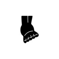 Joint sprain black glyph icon. Ankle ligaments tearing. Sports injury. Overstretched joint. Intense pain and swelling in ankle. Silhouette symbol on white space. Vector isolated illustration