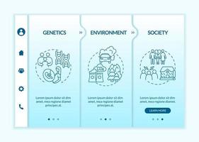 Neurodevelopmental disorder causes onboarding vector template. Responsive mobile website with icons. Web page walkthrough 3 step screens. Inheritance color concept with linear illustrations