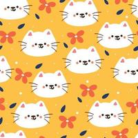 seamless pattern hand drawing cartoon of cat and flower. for fabric print, textile, kids wallpaper vector