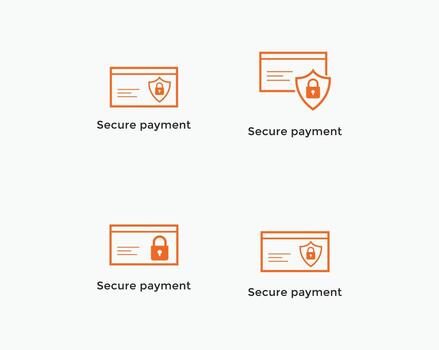 conjunto de pago seguro, icono de línea de pago seguro vector