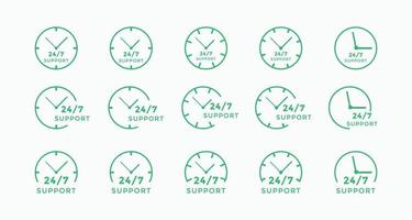 Set of 24 hours call center icon vector. 24 7 support icon sign button. call center symbol icon template vector