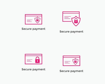 conjunto de pago seguro, icono de línea de pago seguro vector