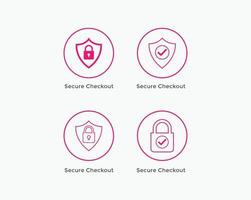 Set of secure payment, secure checkout line icon vector