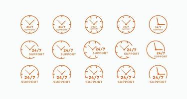 Set of 24 hours call center icon vector. 24 7 support icon sign button. call center symbol icon template vector