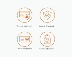 secure payment, secure checkout icon set. E commerce icon vector