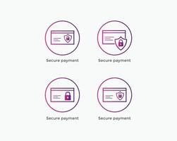 Set of secure payment, secure checkout line icon vector