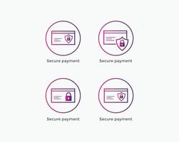 Set of secure payment, secure checkout line icon vector