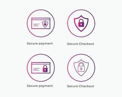 secure payment, secure checkout icon set. E commerce icon vector