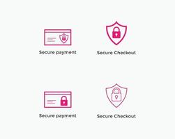 Set of secure payment, secure checkout line icon vector